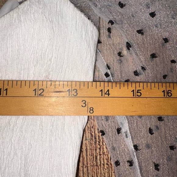 Zara White Top with Sheer Polka Dot Sleeves - Picture 6 of 9